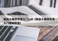 微信小程序開(kāi)發(fā)入門pdf（微信小程序開(kāi)發(fā)入門視頻教程）