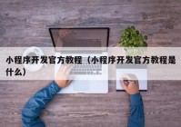 小程序開(kāi)發(fā)官方教程（小程序開(kāi)發(fā)官方教程是什么）